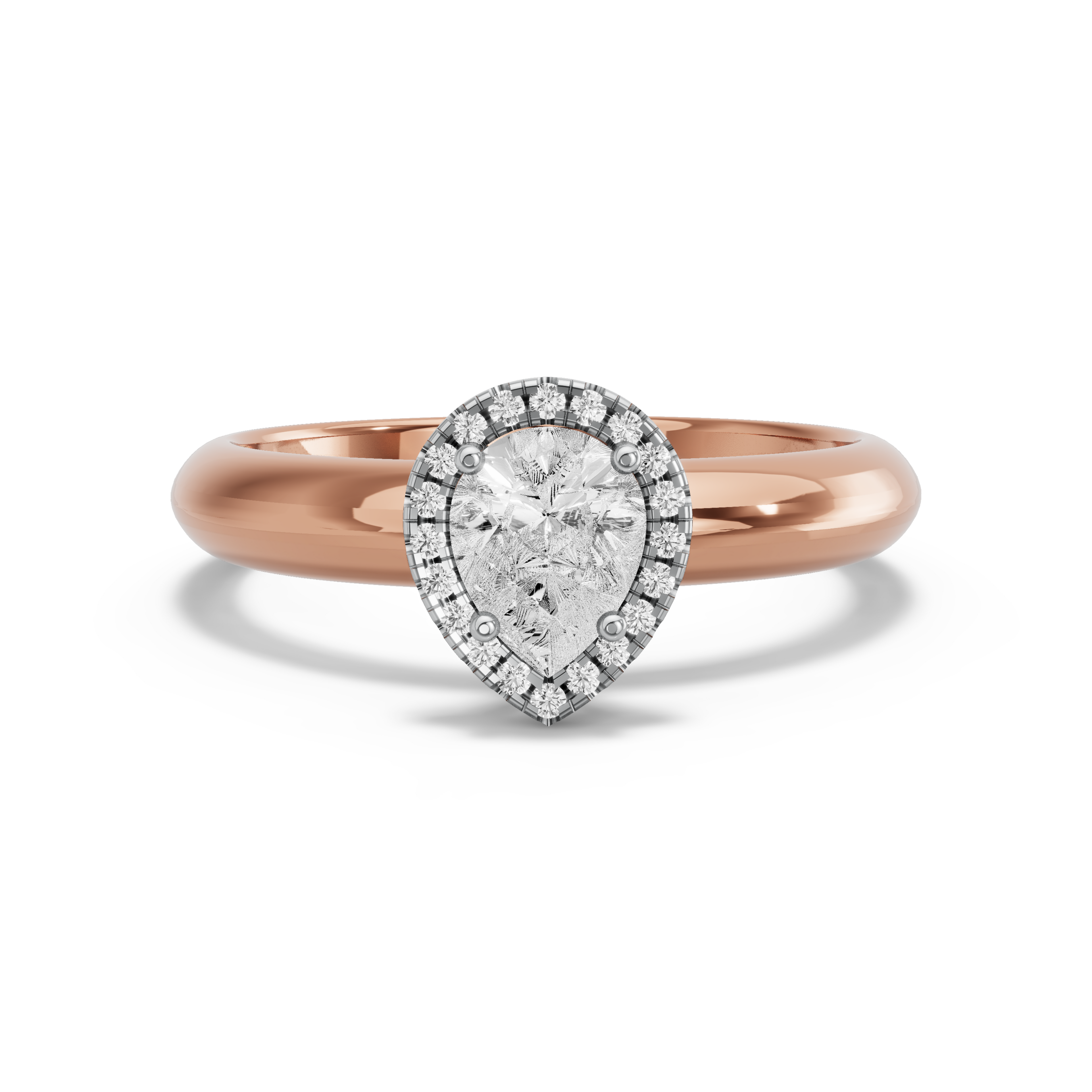 Image for Pear Pave Halo Ring with Knife Edge Solitaire band