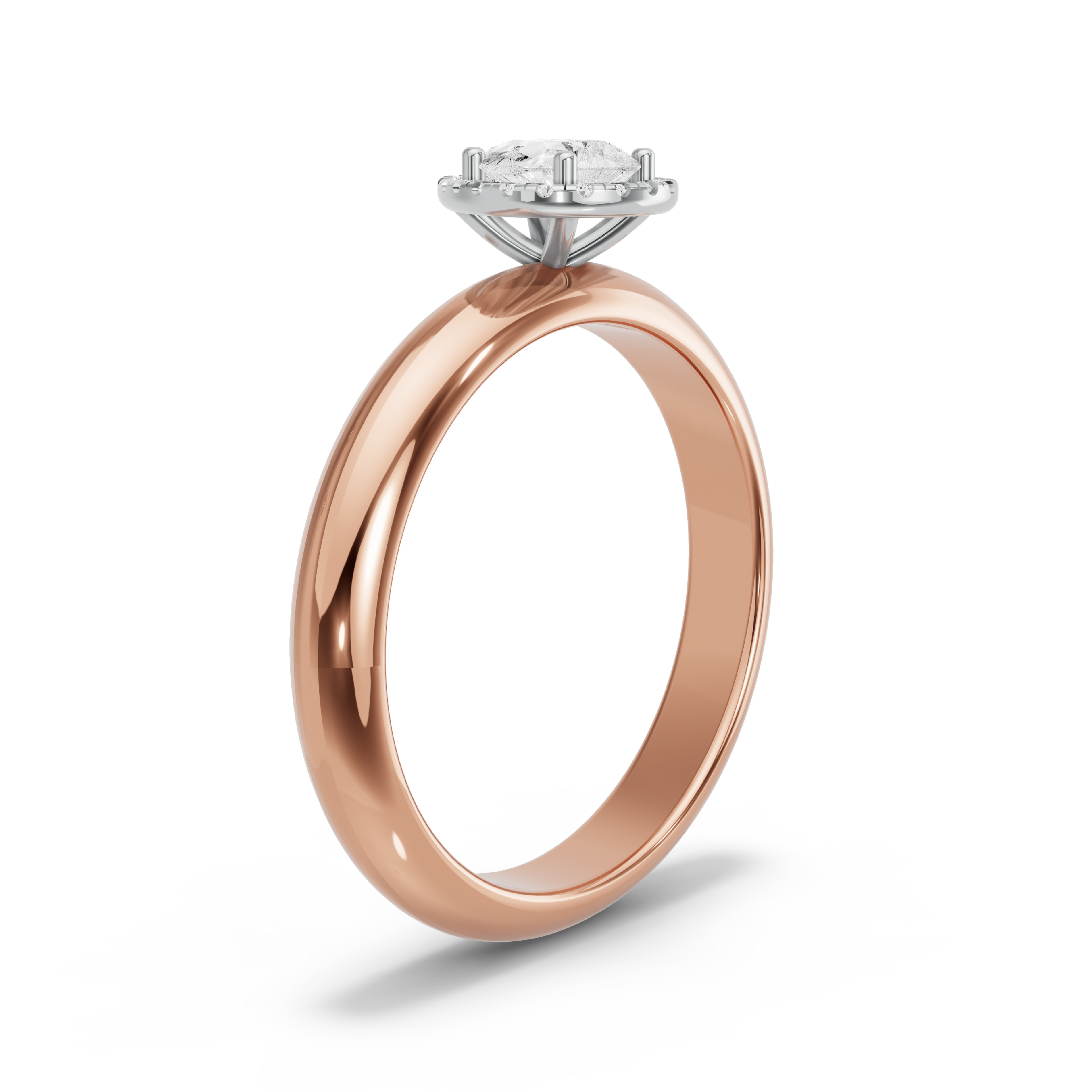 Image for Pear Pave Halo Ring with Knife Edge Solitaire band