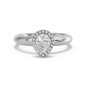 Image for Pear Pave Halo Ring with Knife Edge Solitaire band