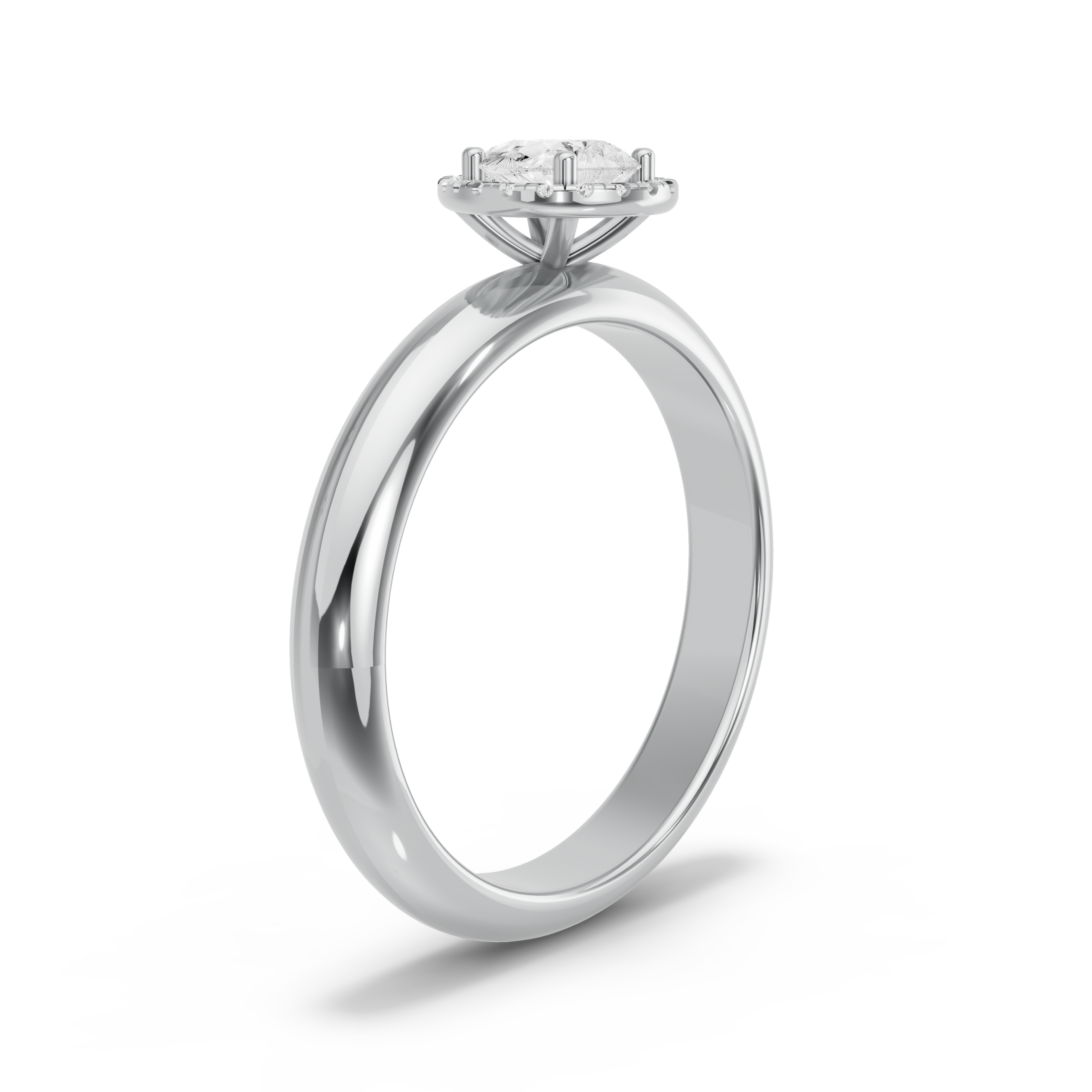 Image for Pear Pave Halo Ring with Knife Edge Solitaire band