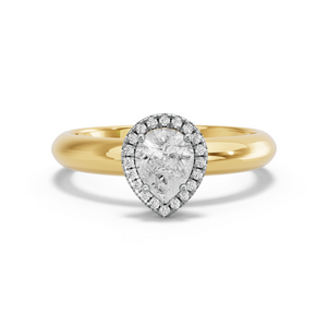 Image for Pear Pave Halo Ring with Knife Edge Solitaire band