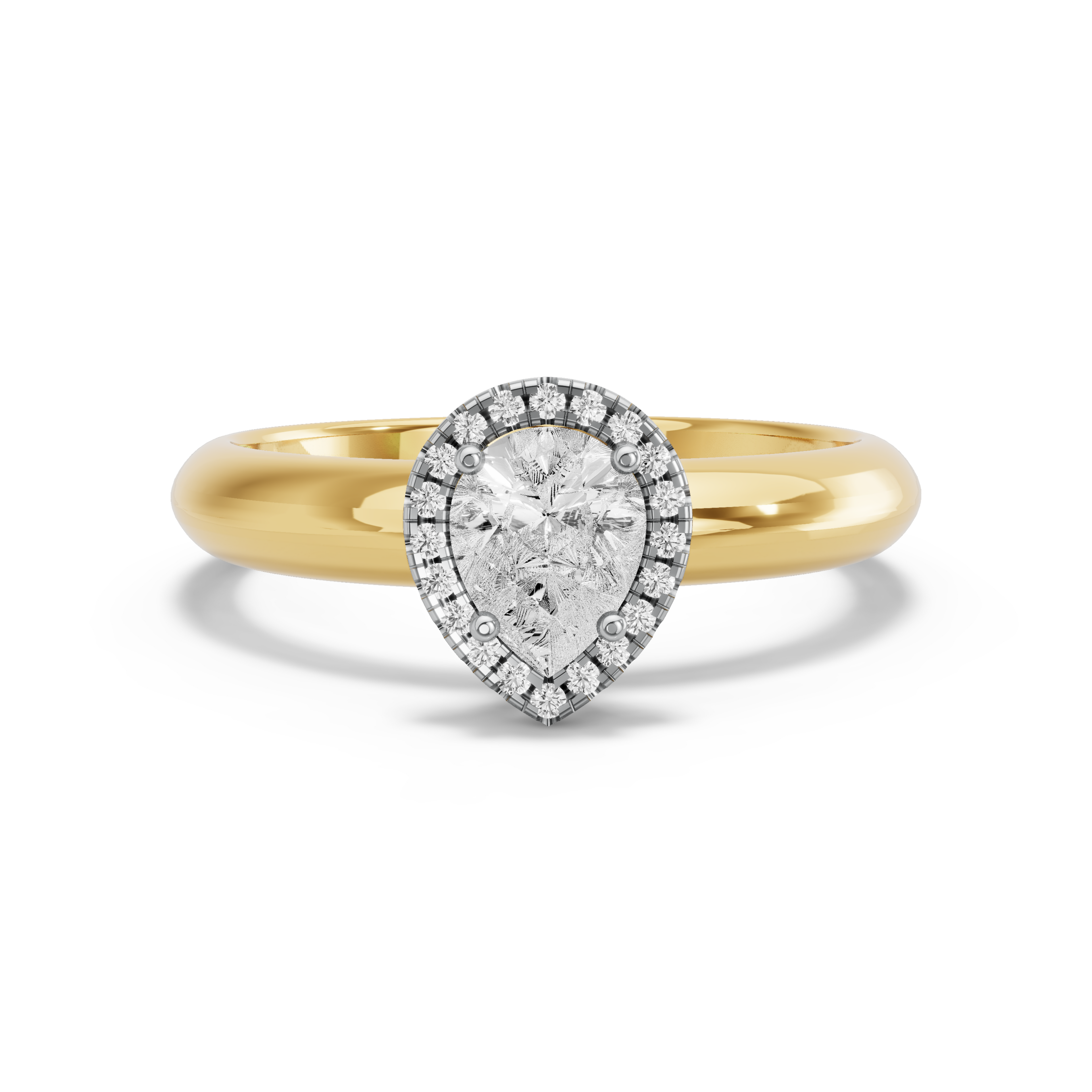 Image for Pear Pave Halo Ring with Knife Edge Solitaire band