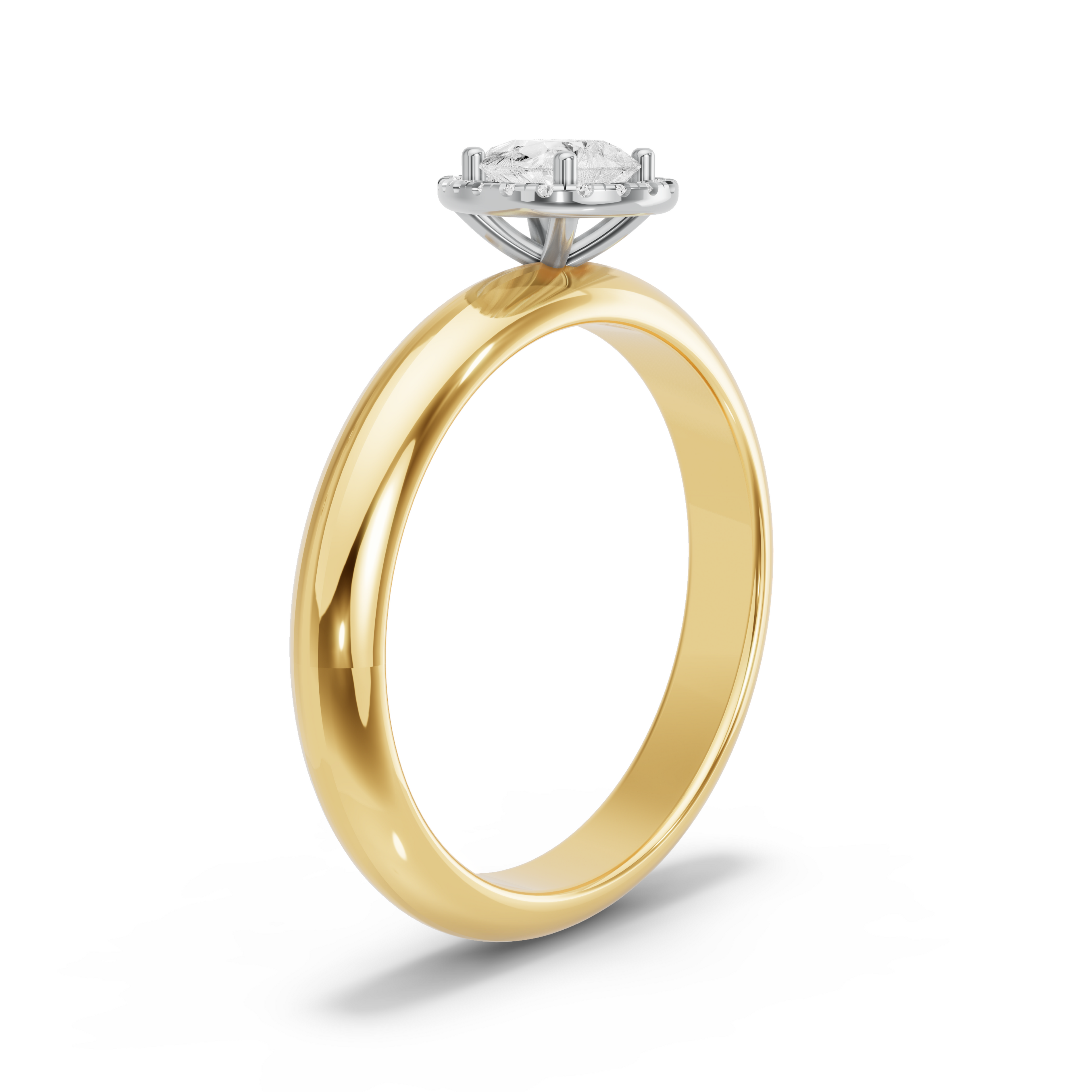 Image for Pear Pave Halo Ring with Knife Edge Solitaire band