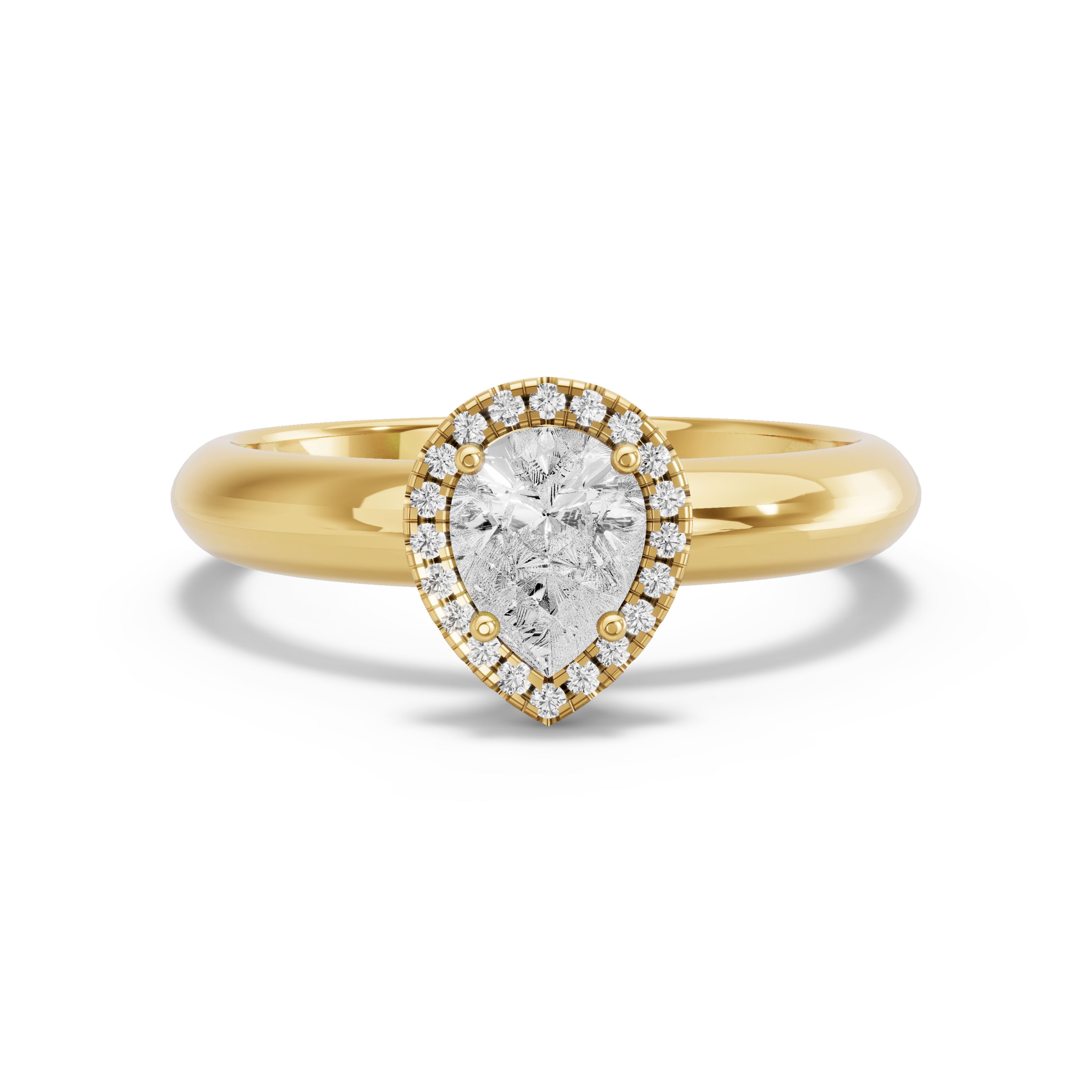 Image for Pear Pave Halo Ring with Knife Edge Solitaire band
