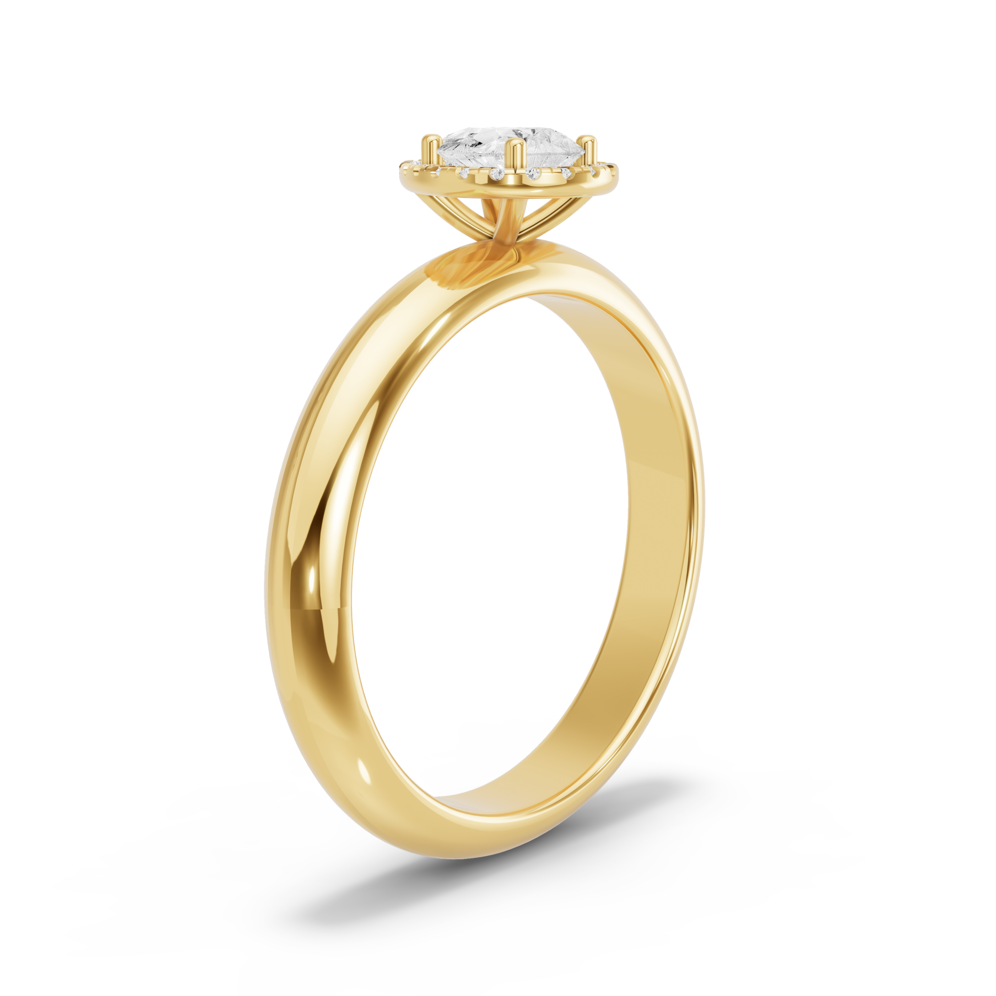 Image for Pear Pave Halo Ring with Knife Edge Solitaire band