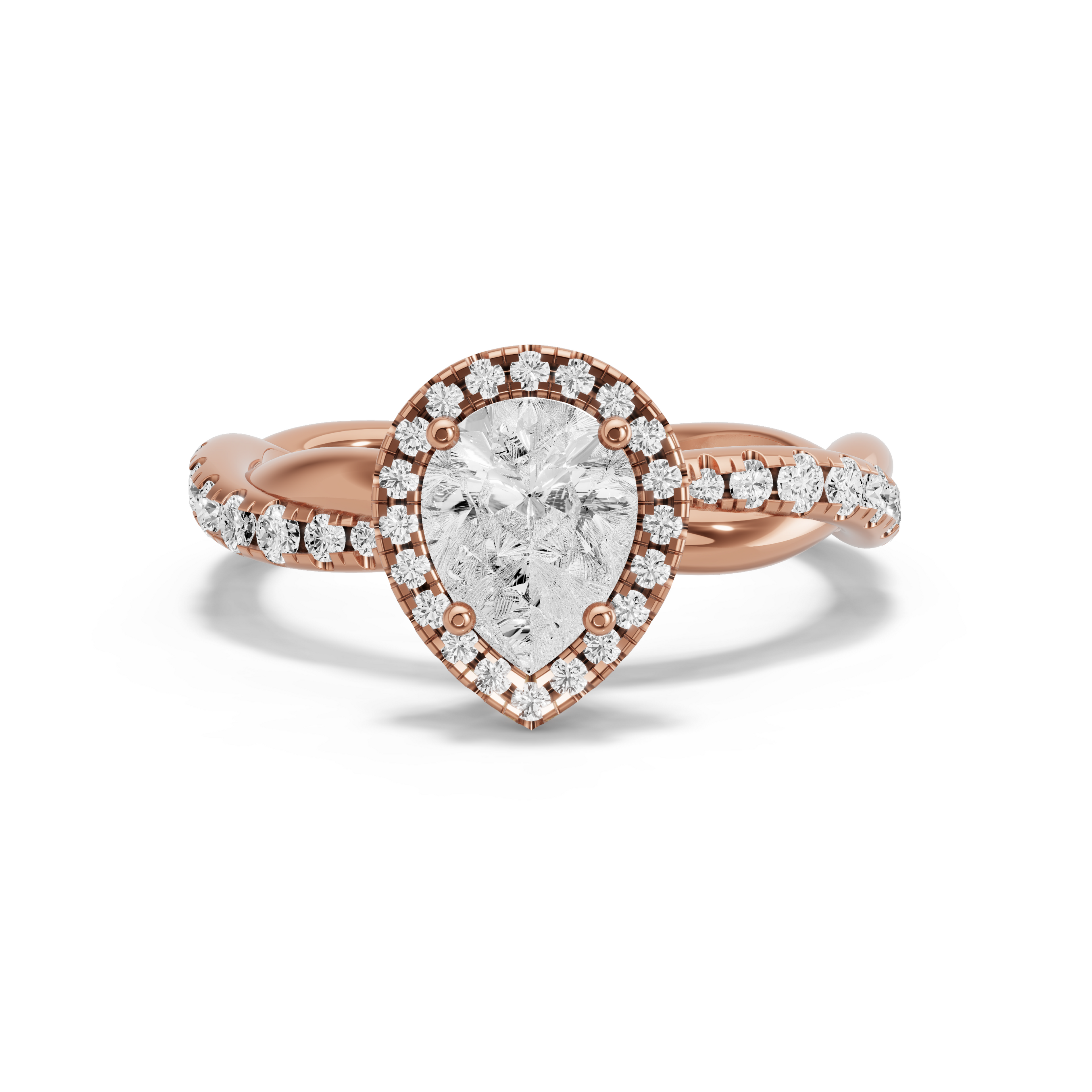 Image for Pear Pave Halo Ring with Rope Pave band