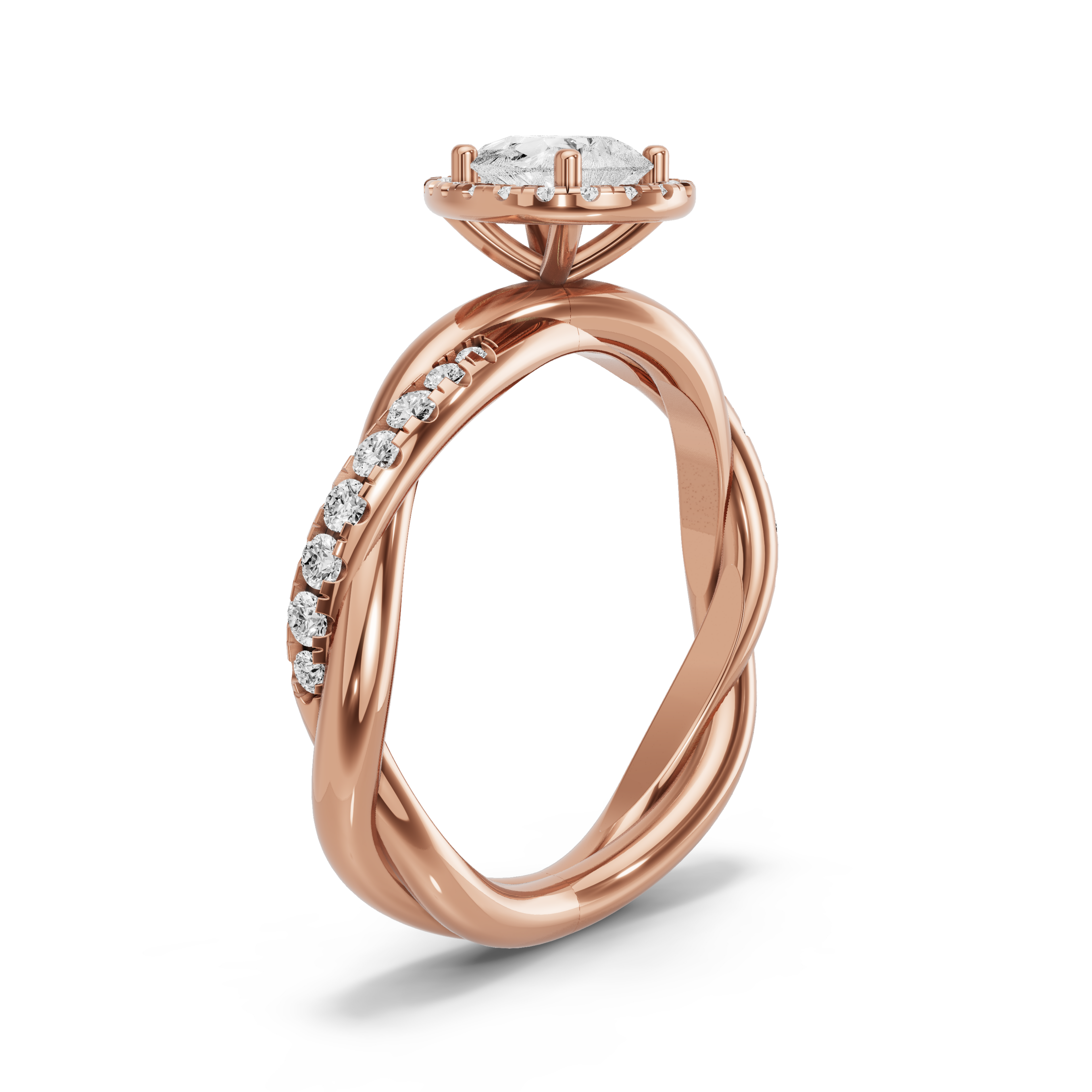 Image for Pear Pave Halo Ring with Rope Pave band