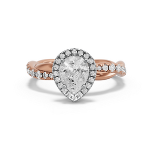 Image for Pear Pave Halo Ring with Rope Pave band