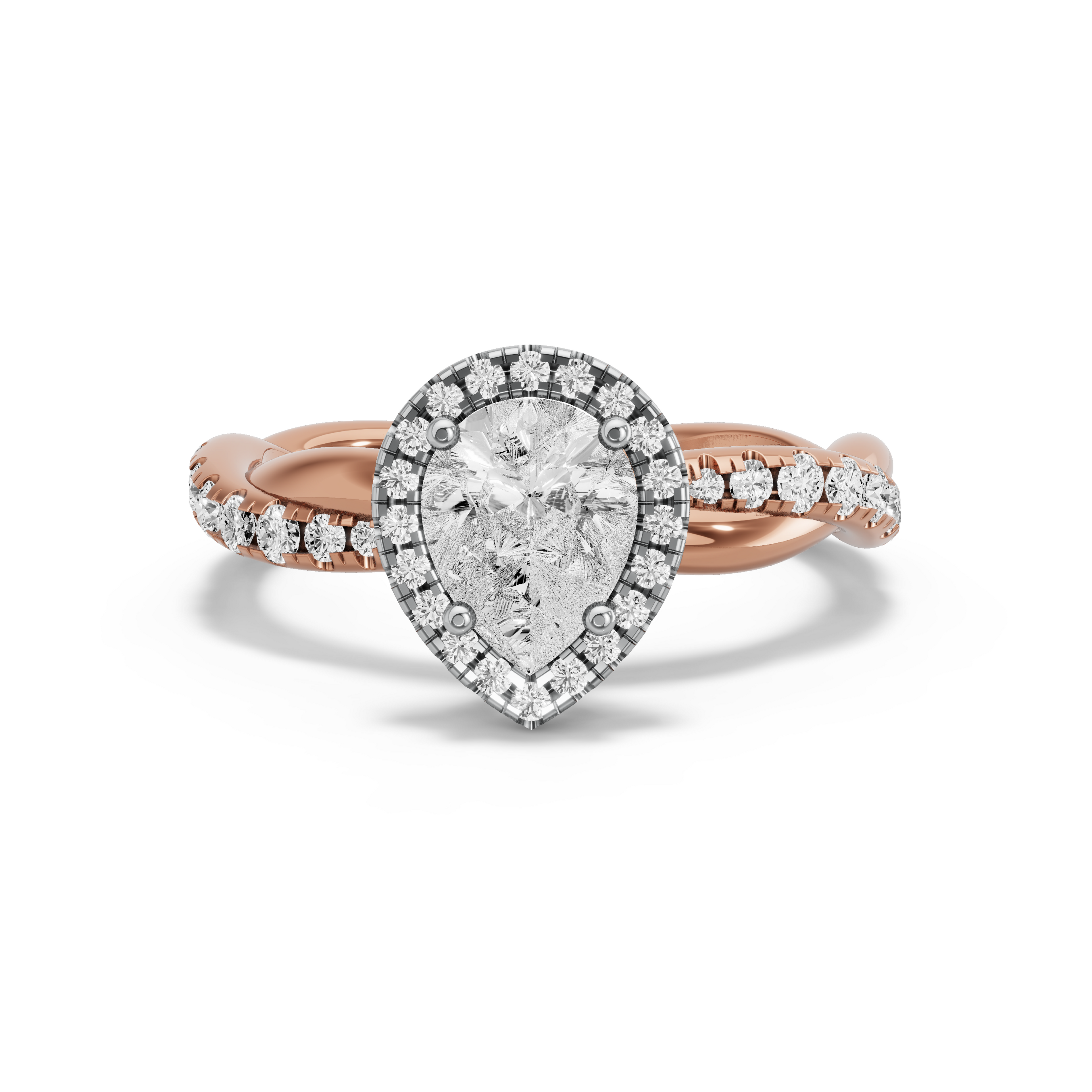 Image for Pear Pave Halo Ring with Rope Pave band