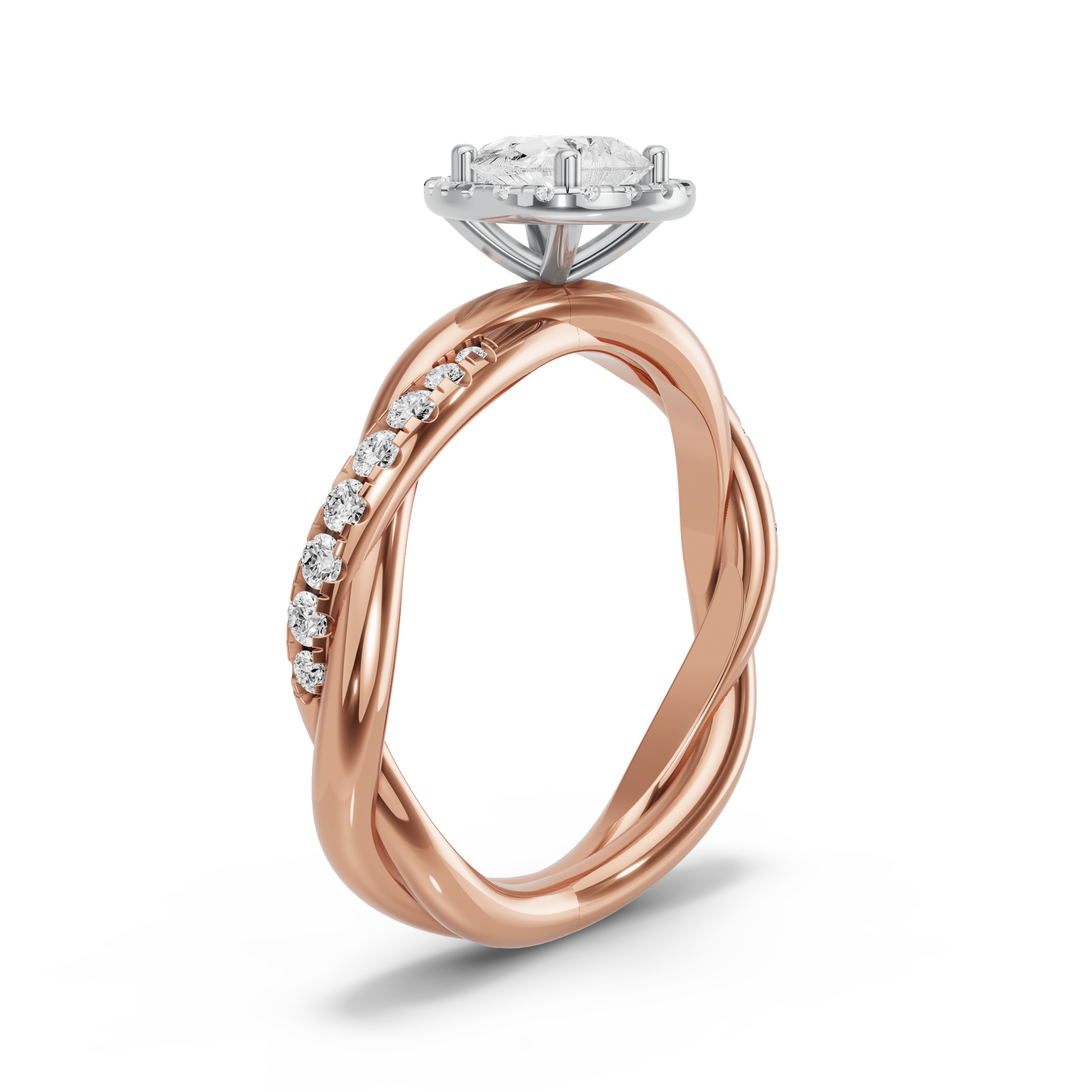 Image for Pear Pave Halo Ring with Rope Pave band