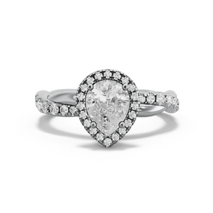 Image for Pear Pave Halo Ring with Rope Pave band in 950 Platinum