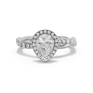 Image for Pear Pave Halo Ring with Rope Pave band