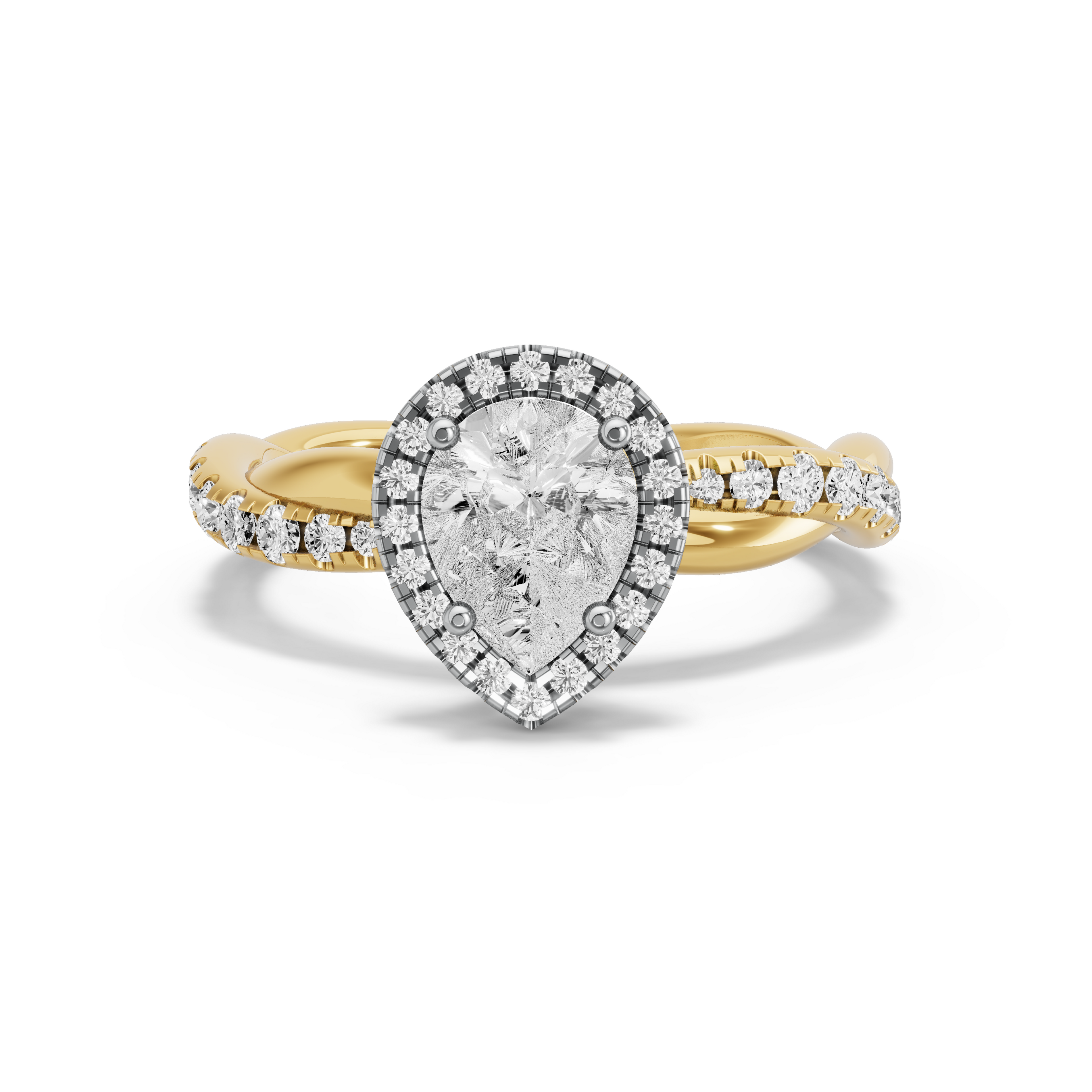 Image for Pear Pave Halo Ring with Rope Pave band