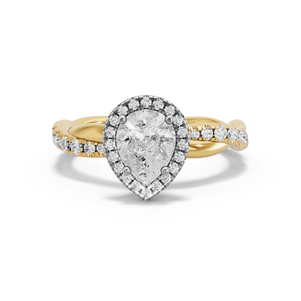 Image for Pear Pave Halo Ring with Rope Pave band