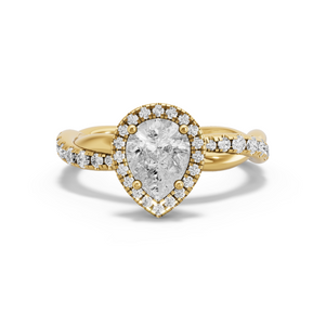 Image for Pear Pave Halo Ring with Rope Pave band