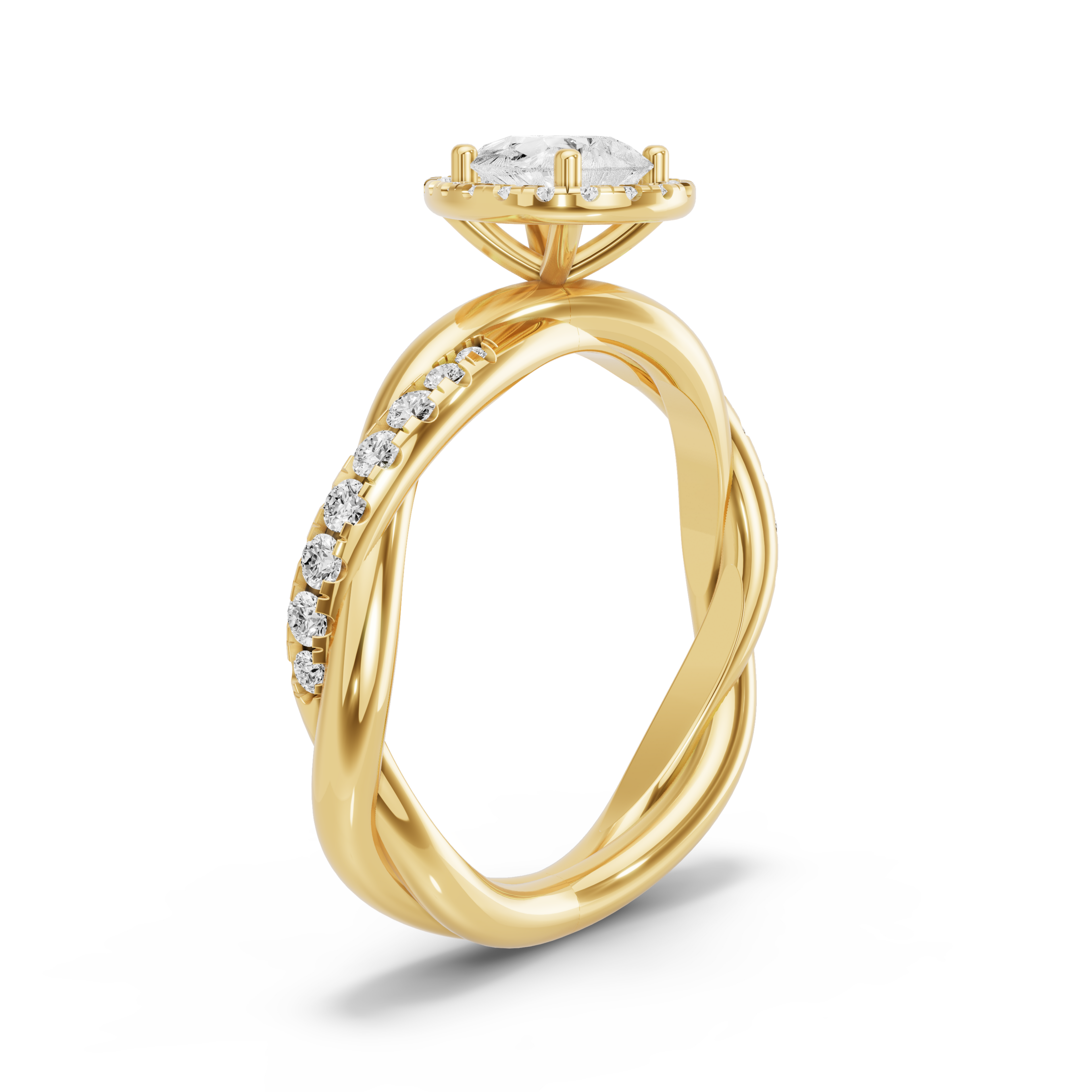 Image for Pear Pave Halo Ring with Rope Pave band