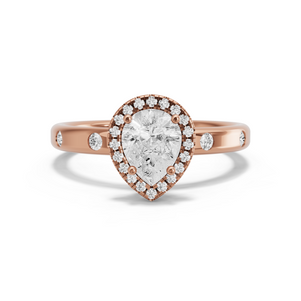 Image for Pear Pave Halo Ring with Sleek Accent band