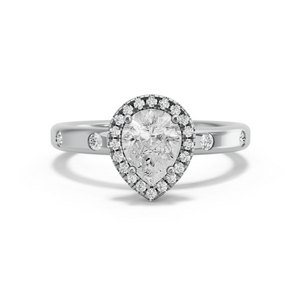 Image for Pear Pave Halo Ring with Sleek Accent band