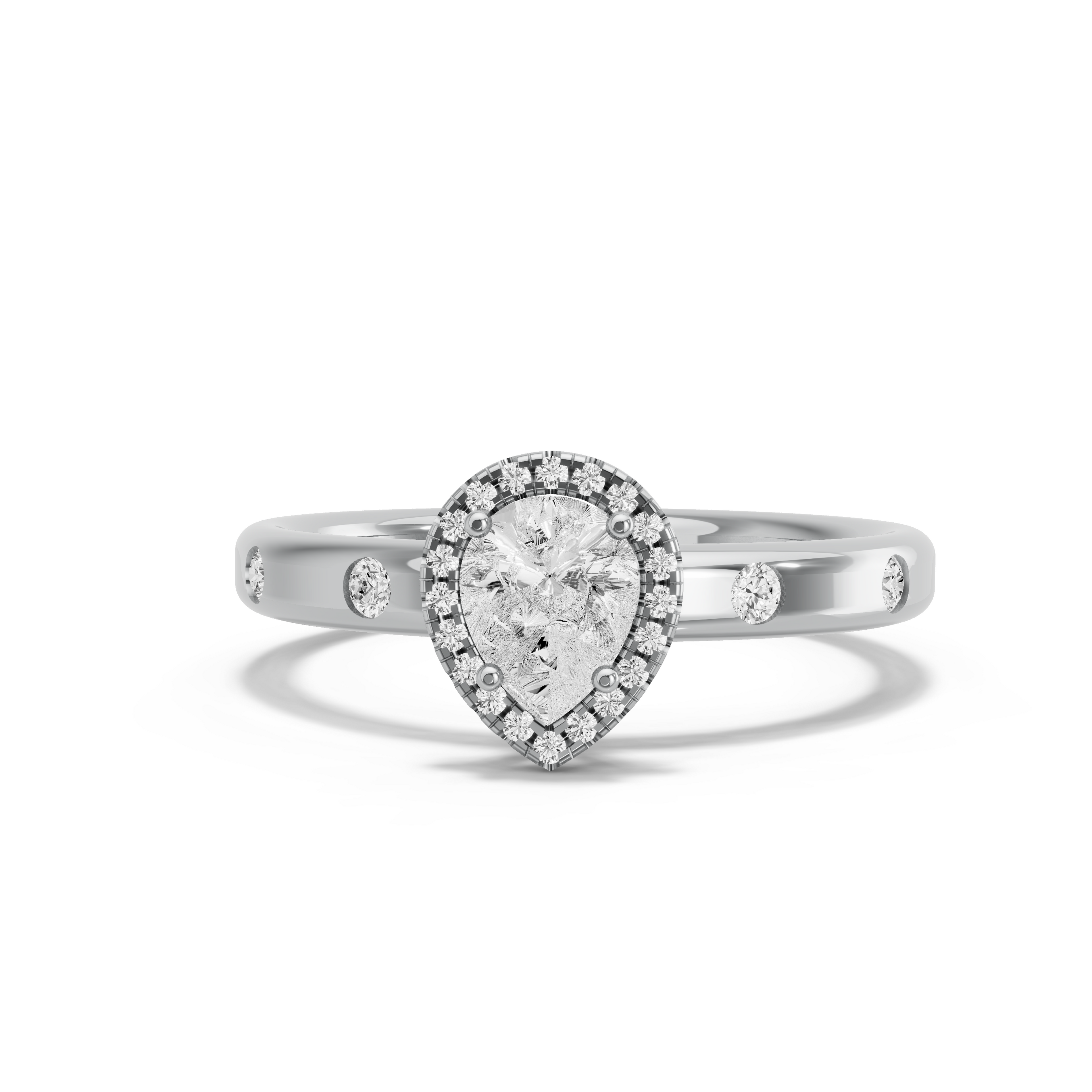 Image for pear-pave-halo-ring-with-sleek-accent-band-in-950-platinum