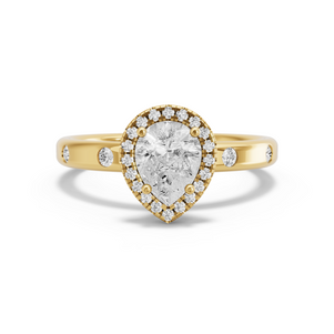 Image for Pear Pave Halo Ring with Sleek Accent band