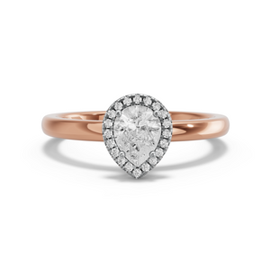 Image for Pear Pave Halo Ring with Solitaire band
