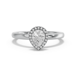 Image for Pear Pave Halo Ring with Solitaire band