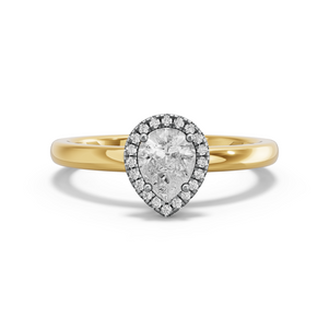 Image for Pear Pave Halo Ring with Solitaire band