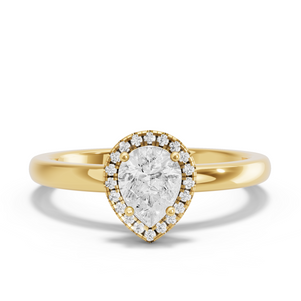 Image for Pear Pave Halo Ring with Solitaire band