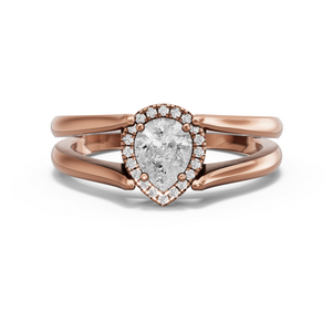 Image for Pear Pave Halo Ring with Split Ring Solitaire band