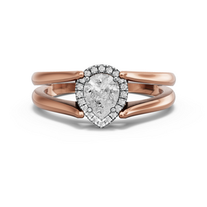 Image for Pear Pave Halo Ring with Split Ring Solitaire band