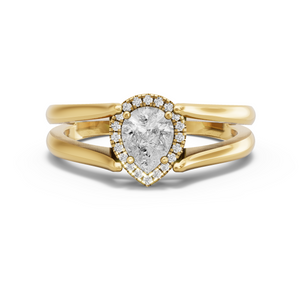 Image for Pear Pave Halo Ring with Split Ring Solitaire band