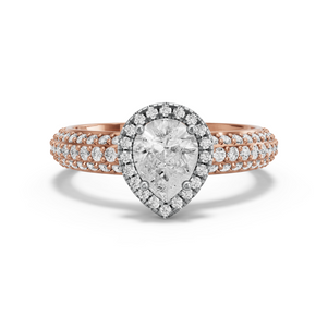 Image for Pear Pave Halo Ring with Triple Row Pave band