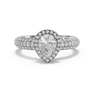 Image for Pear Pave Halo Ring with Triple Row Pave band