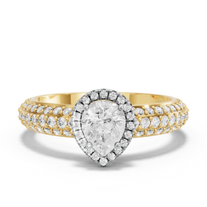 Image for Pear Pave Halo Ring with Triple Row Pave band