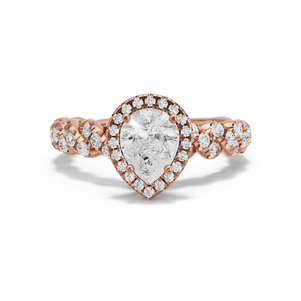 Image for Pear Pave Halo Ring with Twist Pave band
