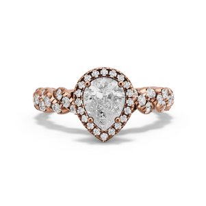 Image for Pear Pave Halo Ring with Twist Pave band in 14K Rose Gold