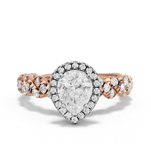 Image for Pear Pave Halo Ring with Twist Pave band