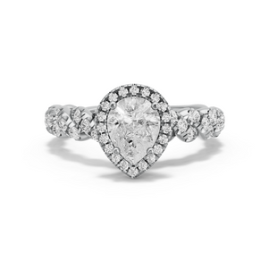 Image for Pear Pave Halo Ring with Twist Pave band