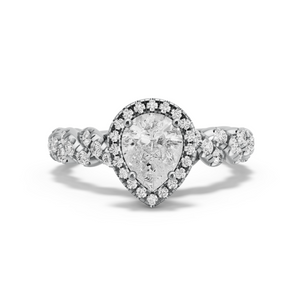 Image for Pear Pave Halo Ring with Twist Pave band in 950 Platinum