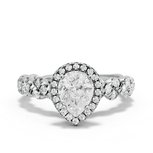 Image for Pear Pave Halo Ring with Twist Pave band