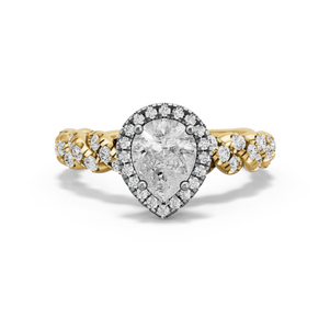 Image for Pear Pave Halo Ring with Twist Pave band