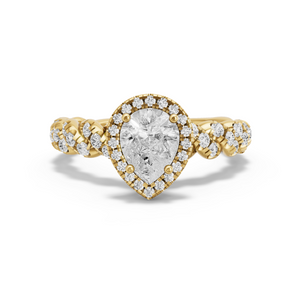 Image for Pear Pave Halo Ring with Twist Pave band