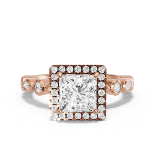 Image for Princess Pave Halo Ring with Alternating Marquise band