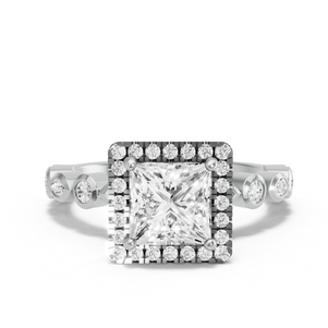 Image for Princess Pave Halo Ring with Alternating Marquise band