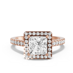 Image for Princess Pave Halo Ring with Cathedral Pave band