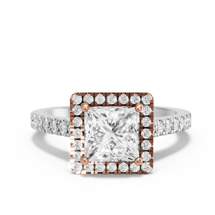 Image for Princess Pave Halo Ring with Cathedral Pave band