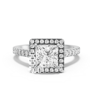 Image for Princess Pave Halo Ring with Cathedral Pave band