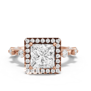 Image for Princess Pave Halo Ring with Floating Station band