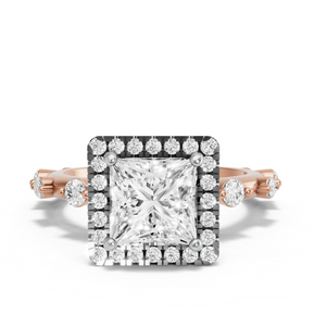 Image for Princess Pave Halo Ring with Floating Station band