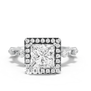 Image for Princess Pave Halo Ring with Floating Station band